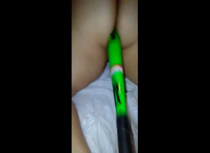 Video :Baseball bat got inserted into a slut's butthole